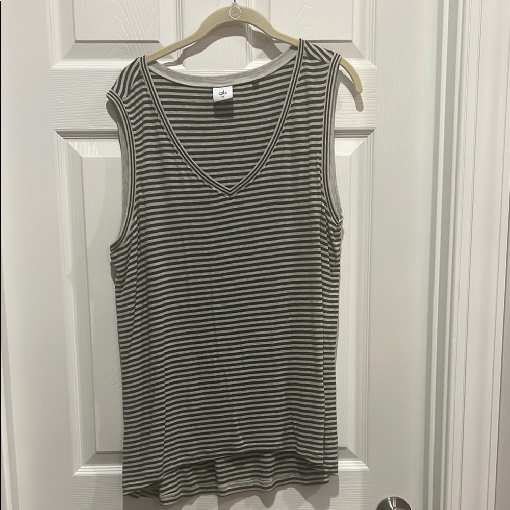 CAbi green and White Striped Sleeveless Tank Top